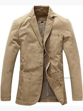 Men's Slim Fit Cotton Twill Sport Coat with Stripe Lining